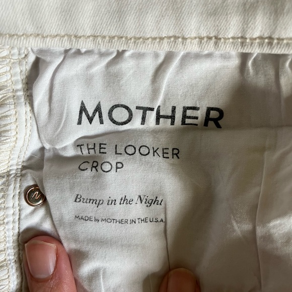 Cream lightly distressed MOTHER skinny crop - Picture 4 of 4
